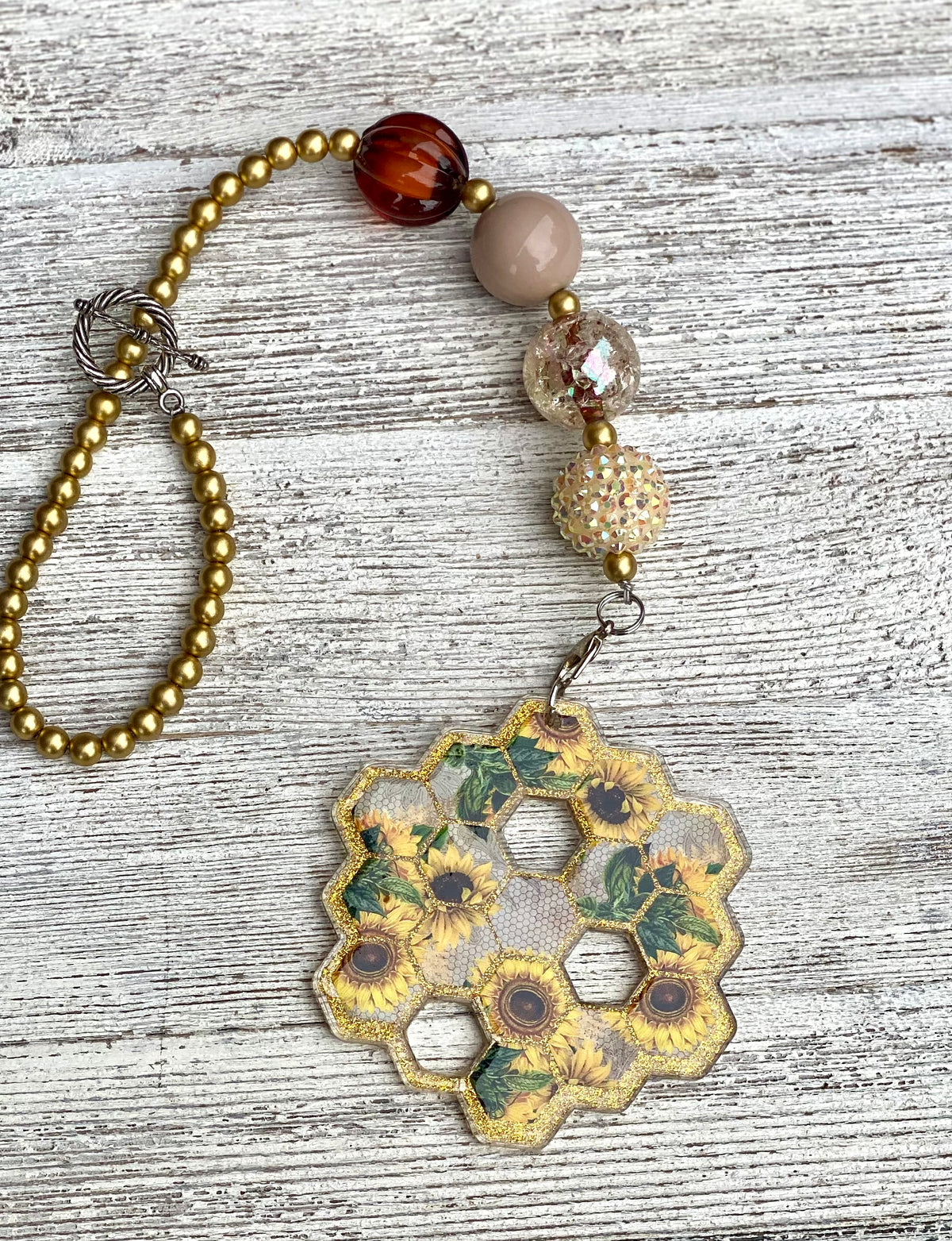 3" Honeycomb Beaded Rearview Mirror Hanger