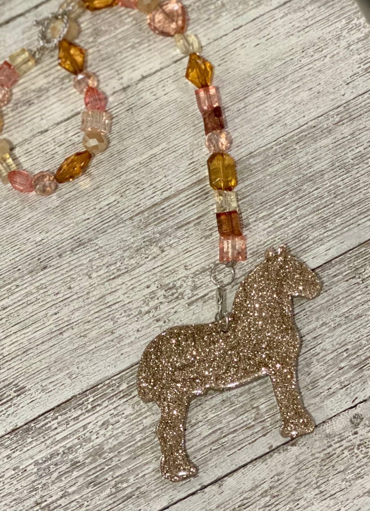 3" Draft Horse Beaded Rearview Mirror Hanger