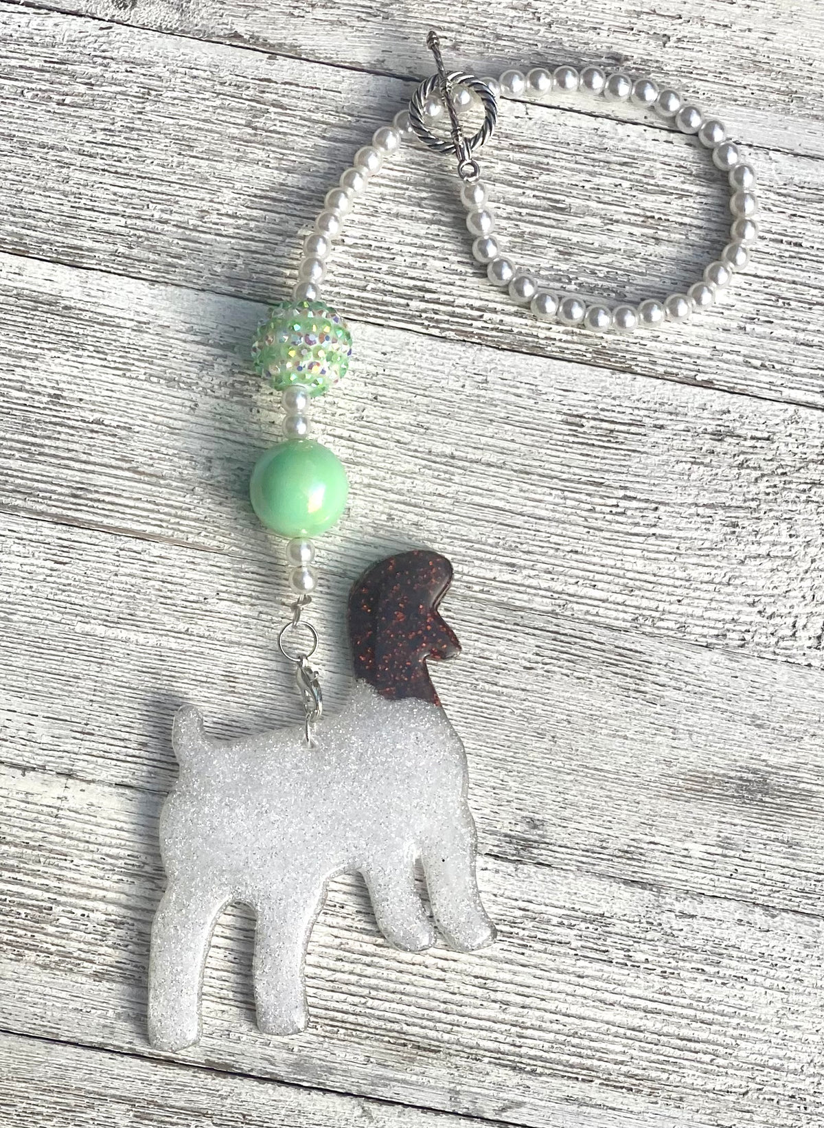 3” Boer Wether Beaded Rearview Mirror Hanger