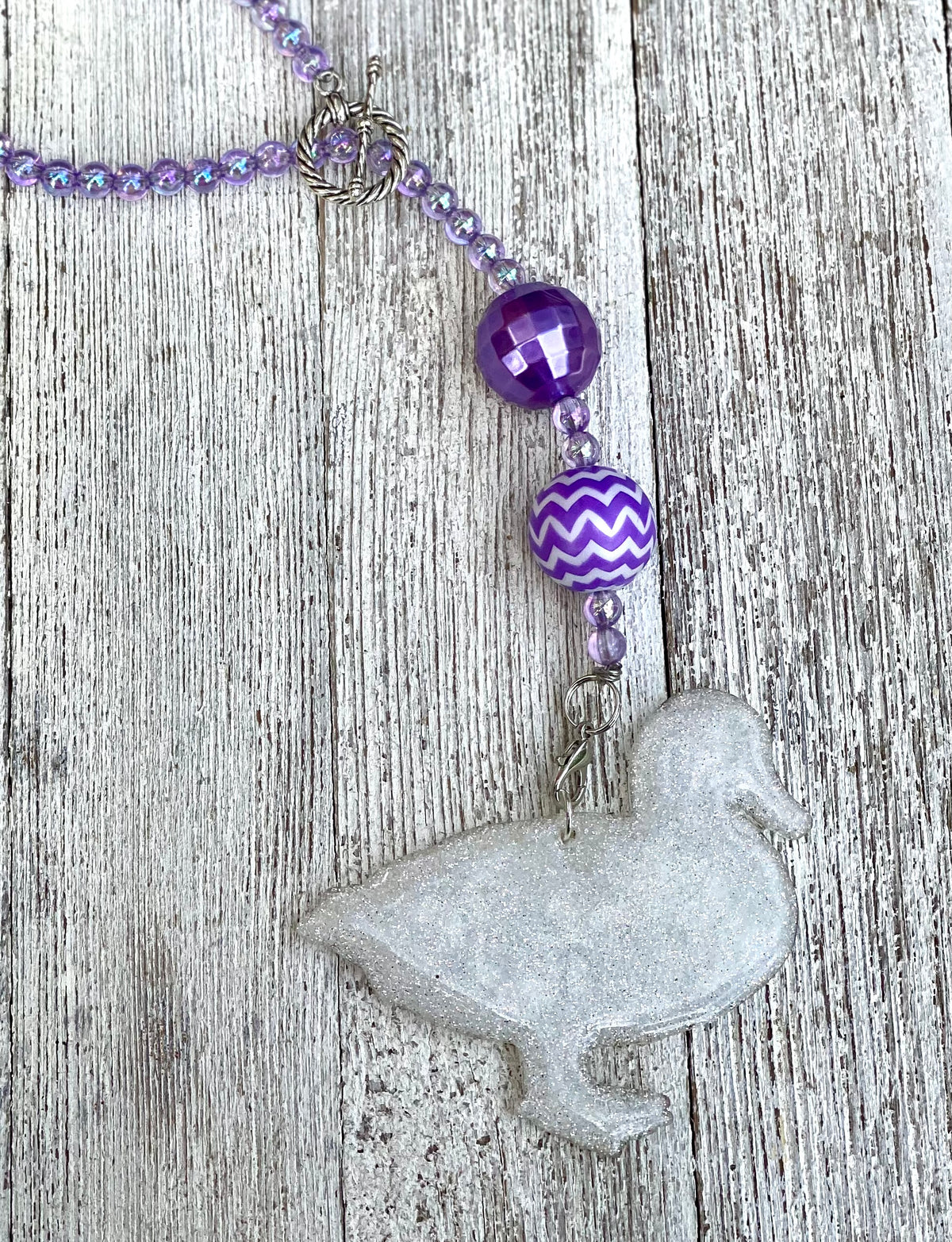 3" Glitter Duck Beaded Rearview Mirror Hanger