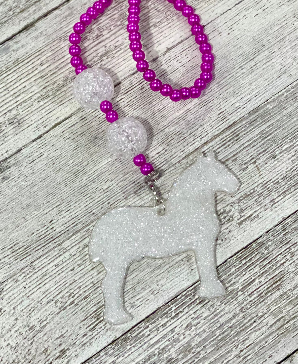 3" Draft Horse Beaded Rearview Mirror Hanger