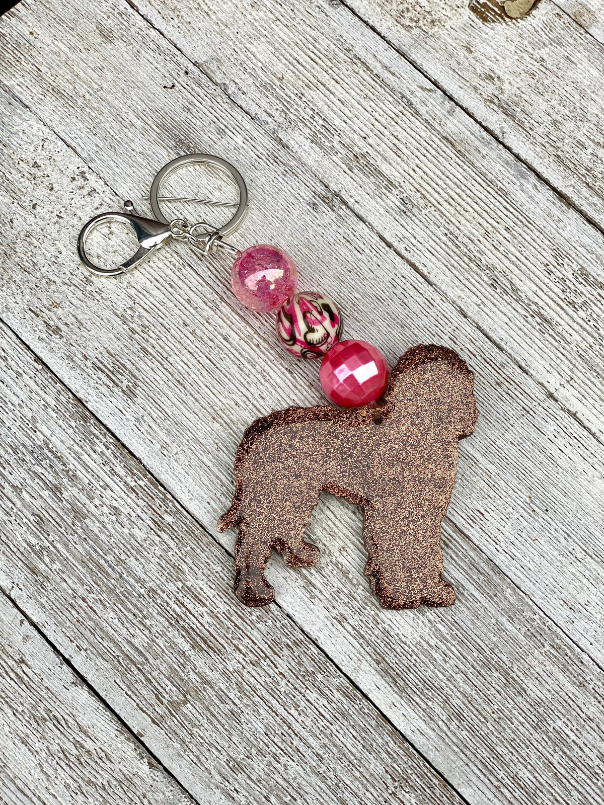 Glitter Doodle bubble Gum Bead Keychain or Bag Tag