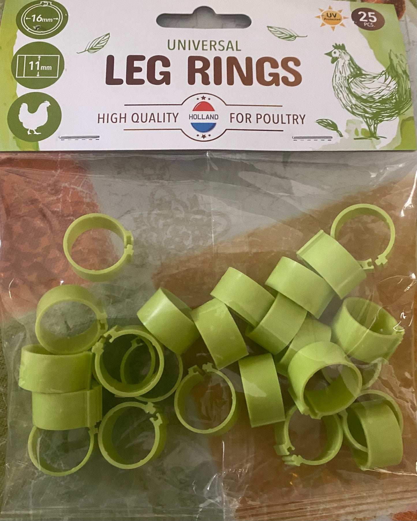 25 ct Poultry Leg Bands 16mm Asst Colors