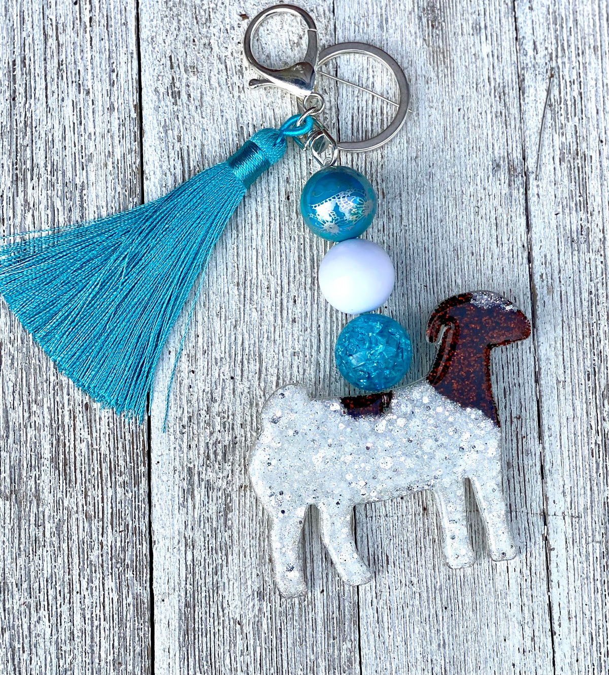 3” Glitter Boer Doe Key Chain
