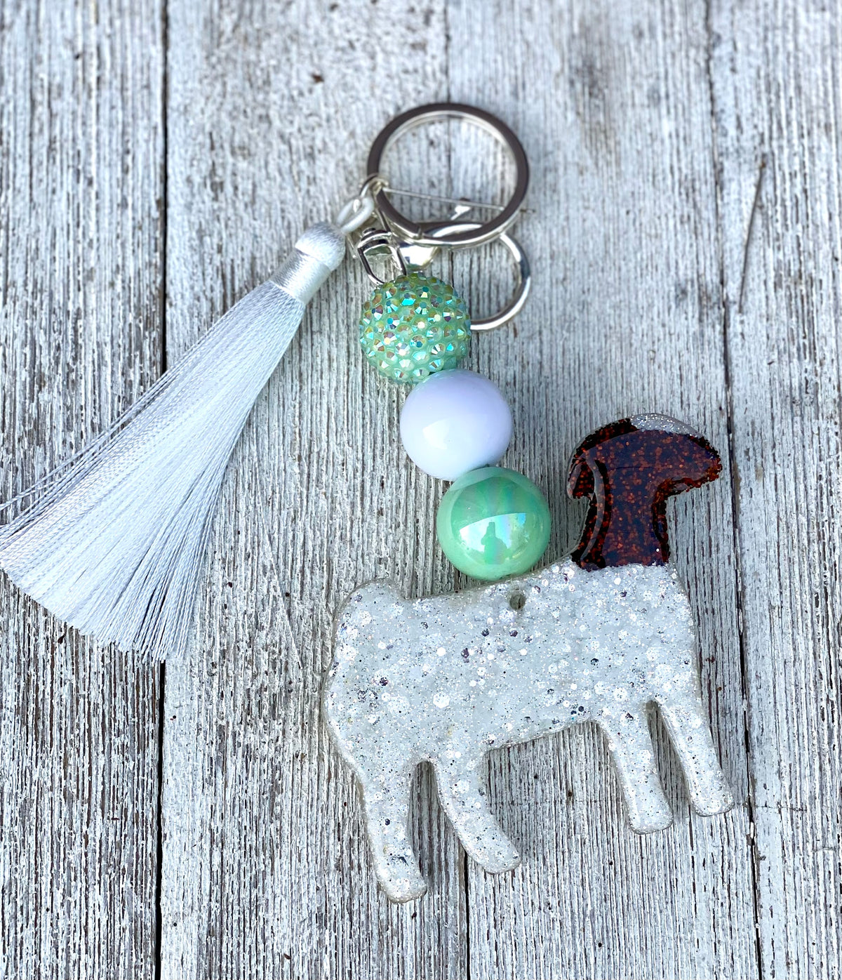 3” Glitter Boer Doe Key Chain