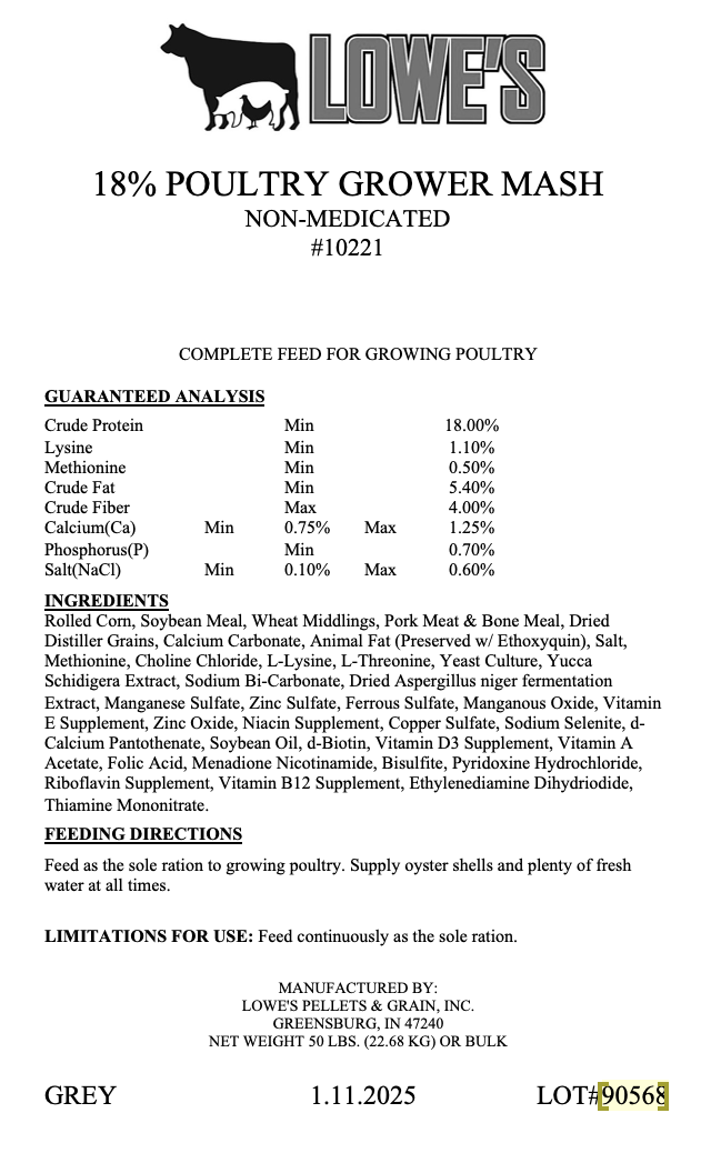 LPG 18% Poultry Grower Mash
