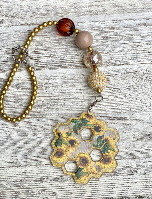 3" Honeycomb Beaded Rearview Mirror Hanger