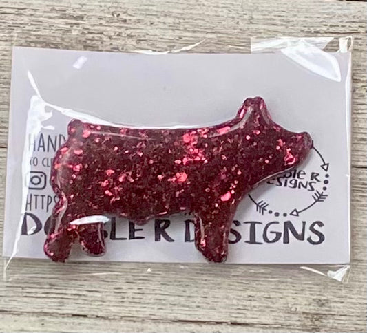 3” Glitter Show Pig Magnet