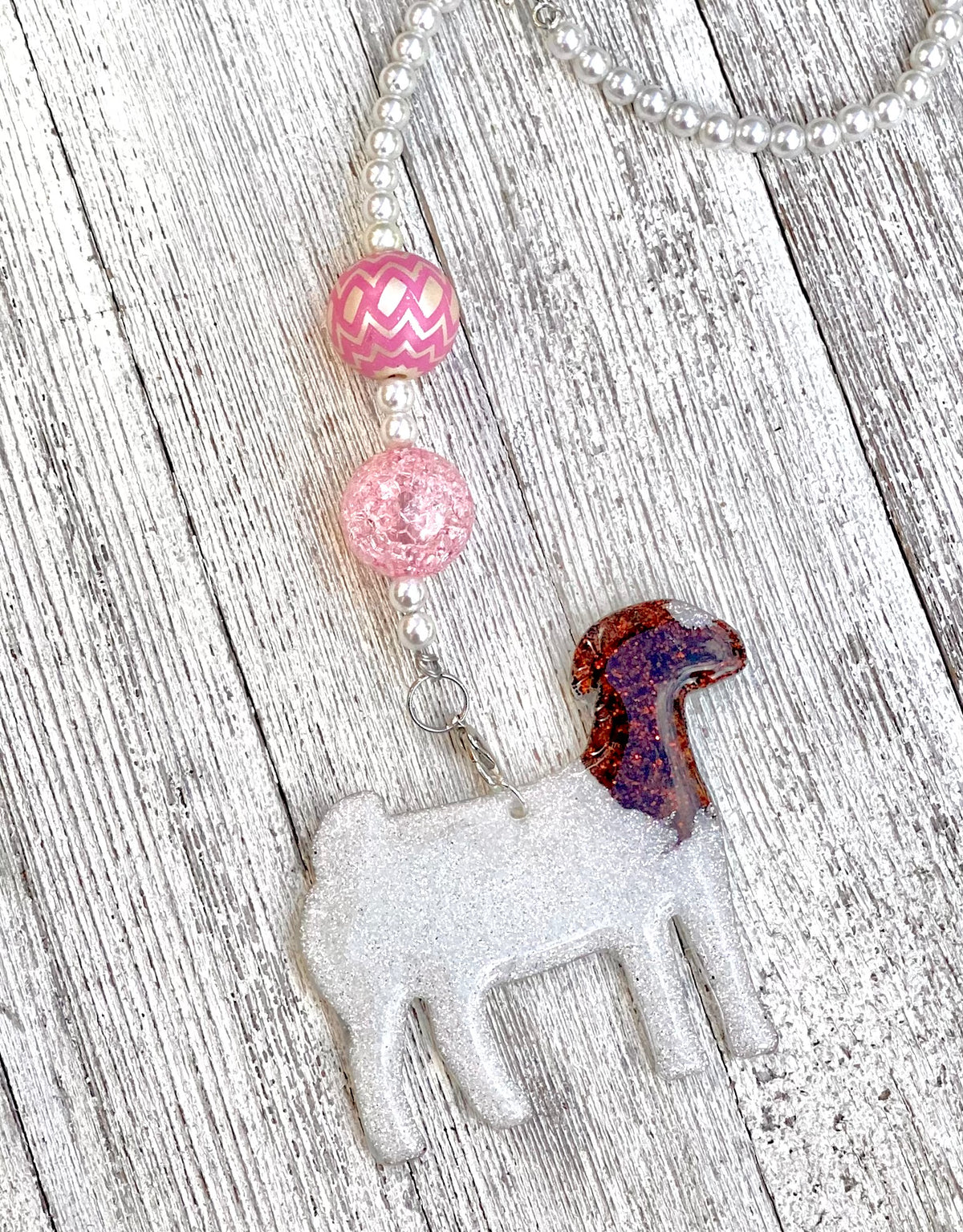 3” Traditional Red Head Boer Doe Beaded Rearview Mirror Hanger