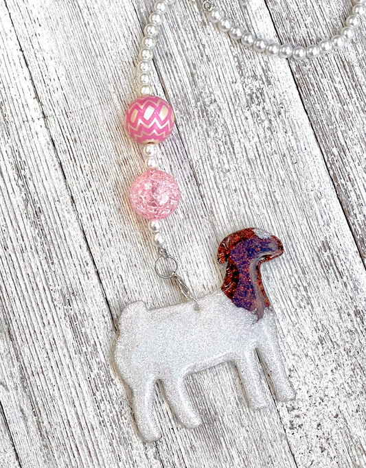 3” Traditional Red Head Boer Doe Beaded Rearview Mirror Hanger