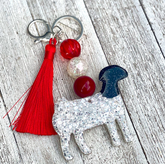3” Glitter Boer Doe Key Chain