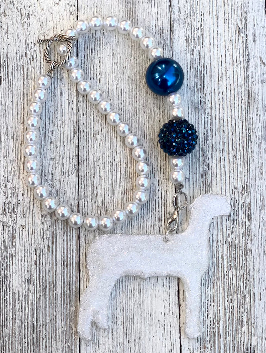 3" Glitter Show Lamb Beaded Rearview Mirror Hanger