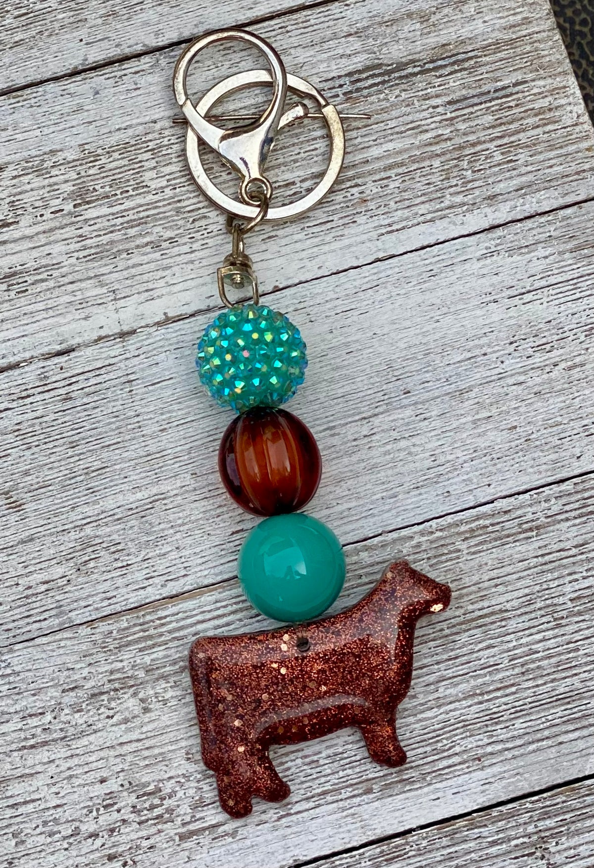 Red Glitter 2” Show Heifer Keychain