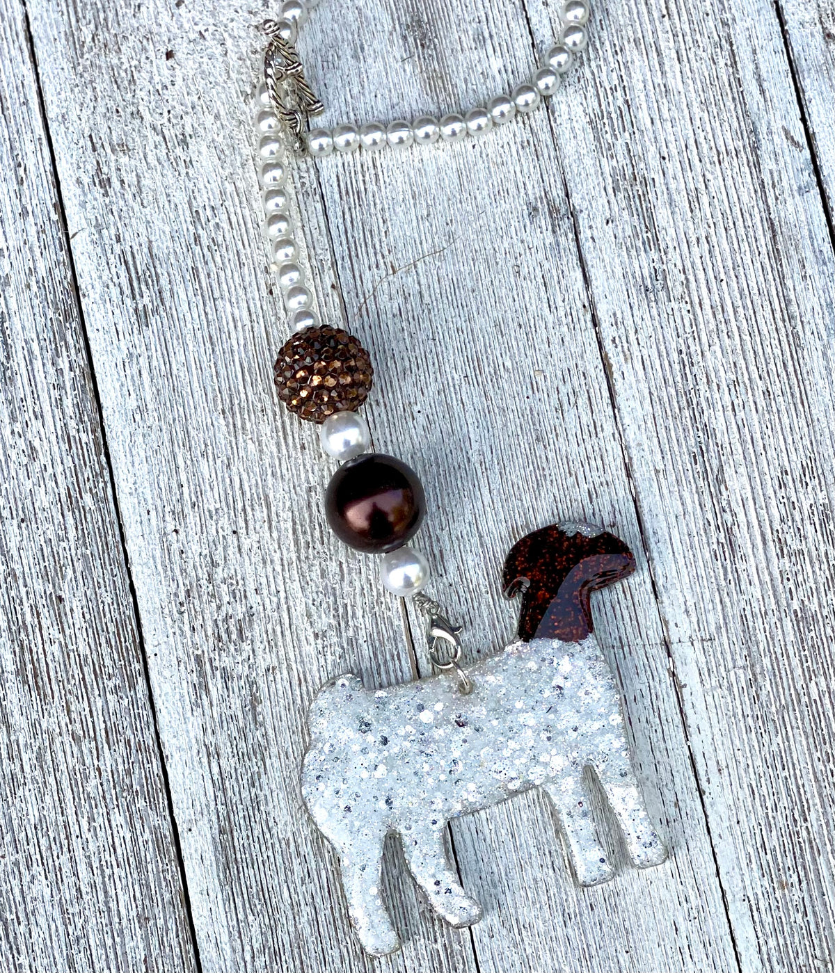 3” Traditional Red Head Boer Doe Beaded Rearview Mirror Hanger