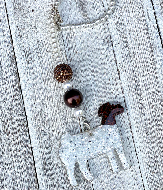 3” Traditional Red Head Boer Doe Beaded Rearview Mirror Hanger
