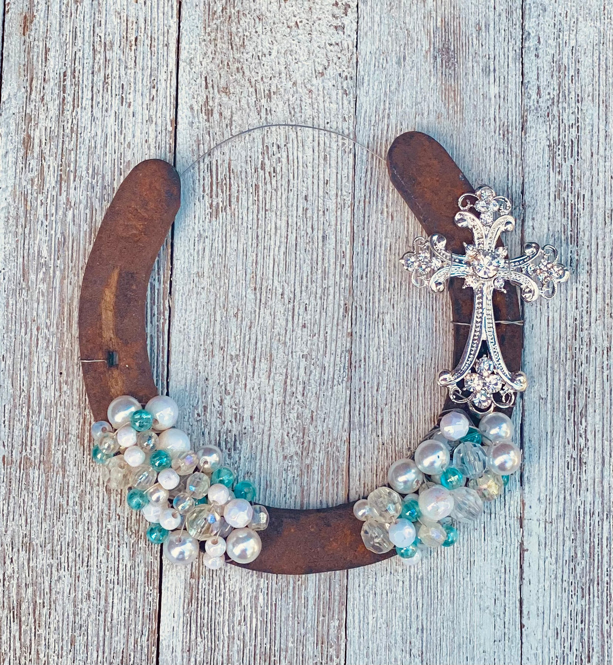 Beaded Horseshoe with Cross