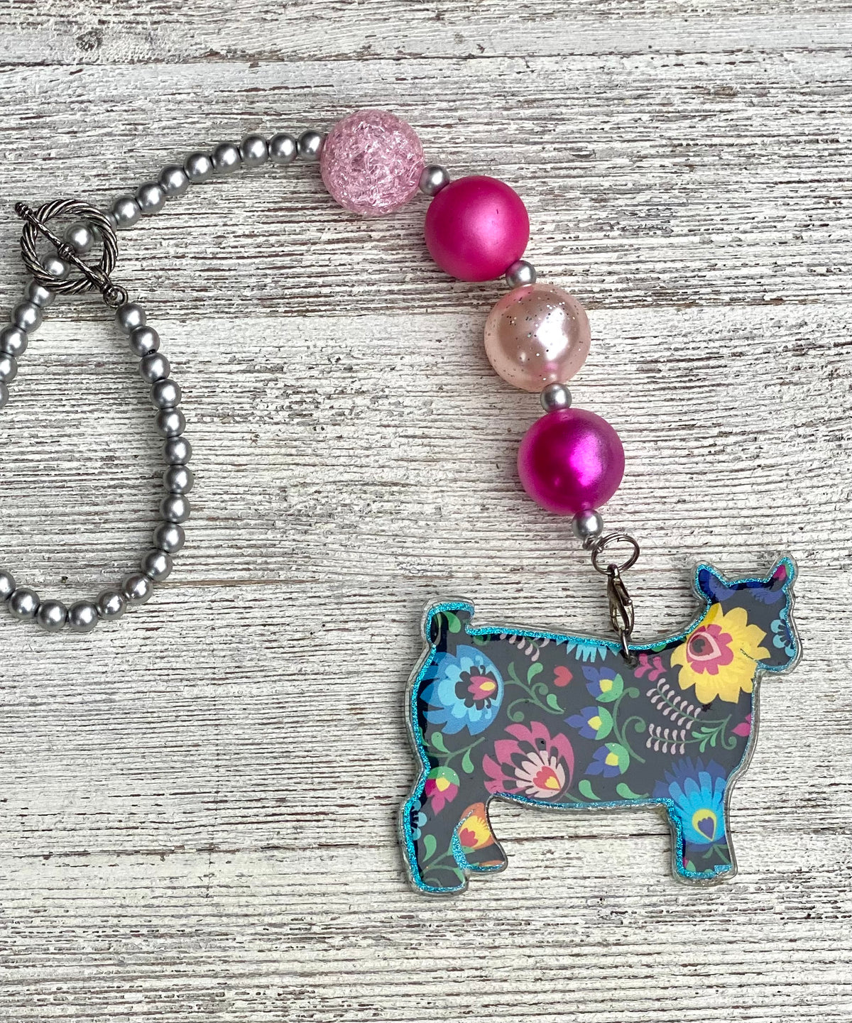 3” Pygmy Goat Beaded Rearview Mirror Hanger