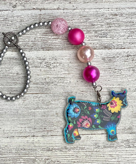 3” Pygmy Goat Beaded Rearview Mirror Hanger