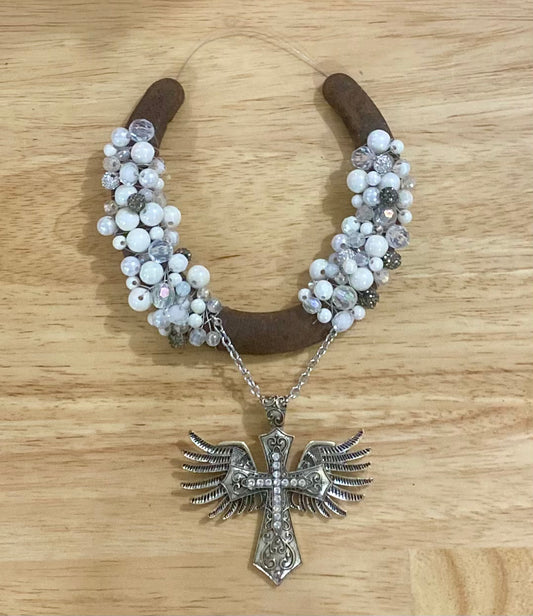 Beaded Horseshoe with Cross