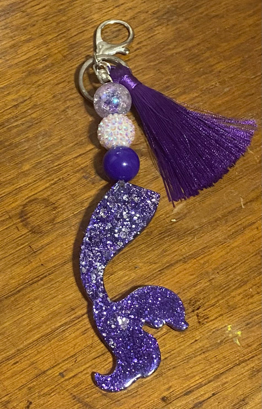 3” Mermaid Tail Beaded Key Chain