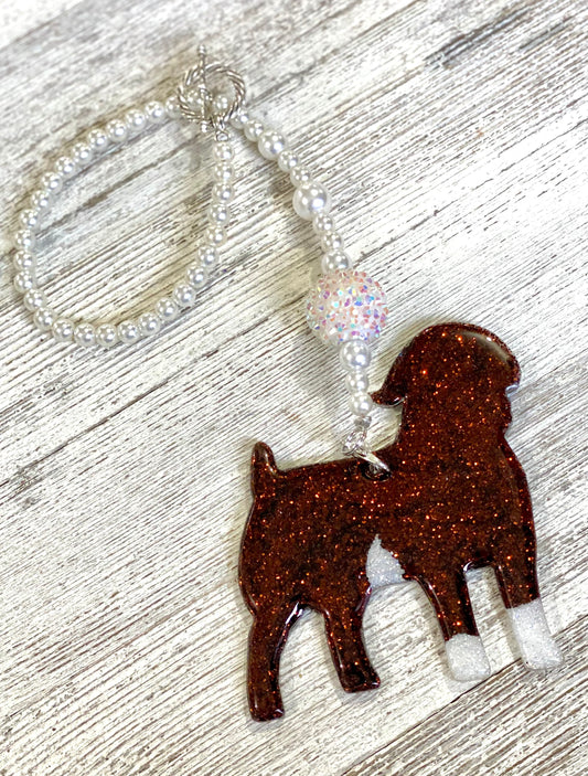 3” Boer Buck Beaded Rearview Mirror Hanger