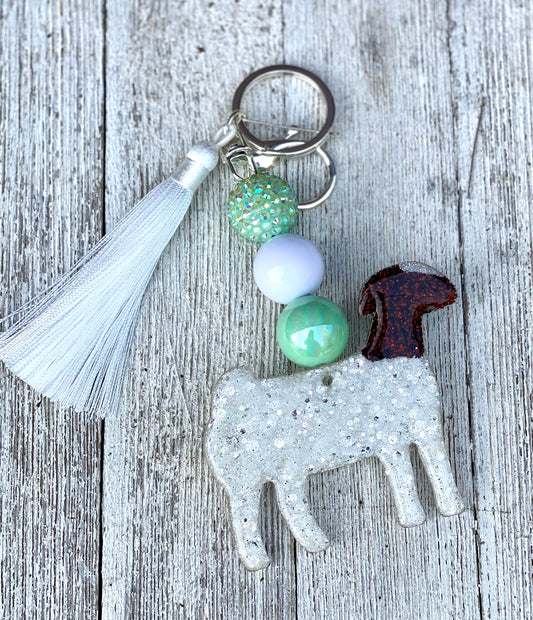 3” Glitter Boer Doe Key Chain