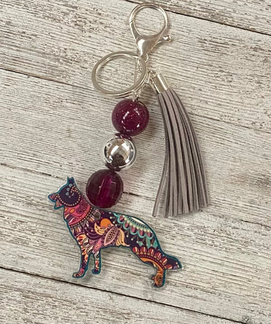 3” German Malinois Beaded Key Chain