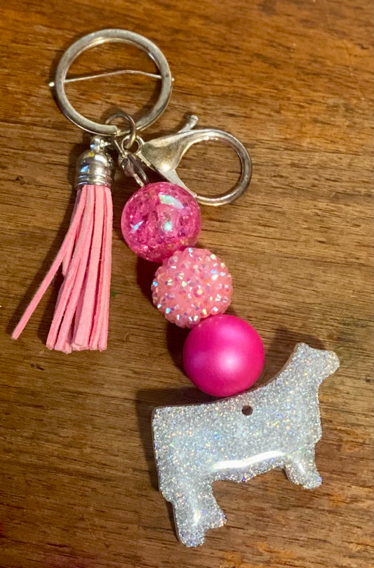 3” Glitter Show Steer Key Chain