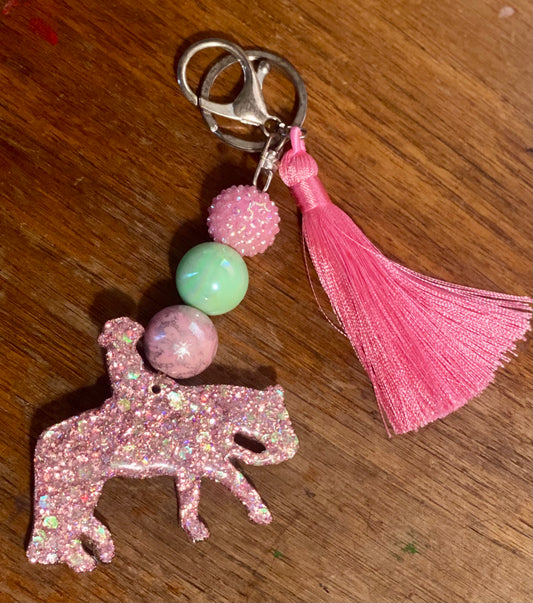 3" Pleasure Horse and Rider Beaded Keychain