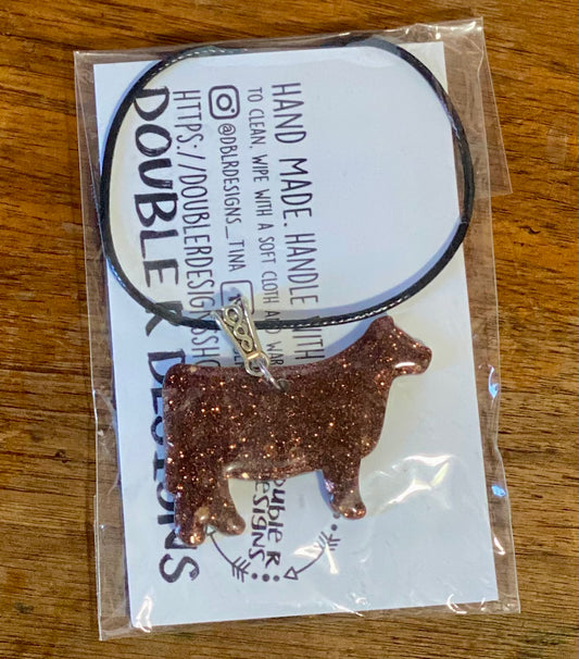 Glitter Red Heifer Necklace