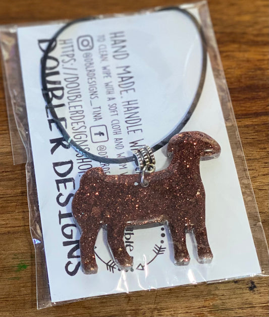 Glitter Red Boer Doe Necklace