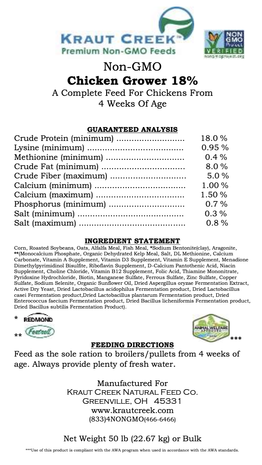 Kraut Creek 18% NON GMO Chick Grower